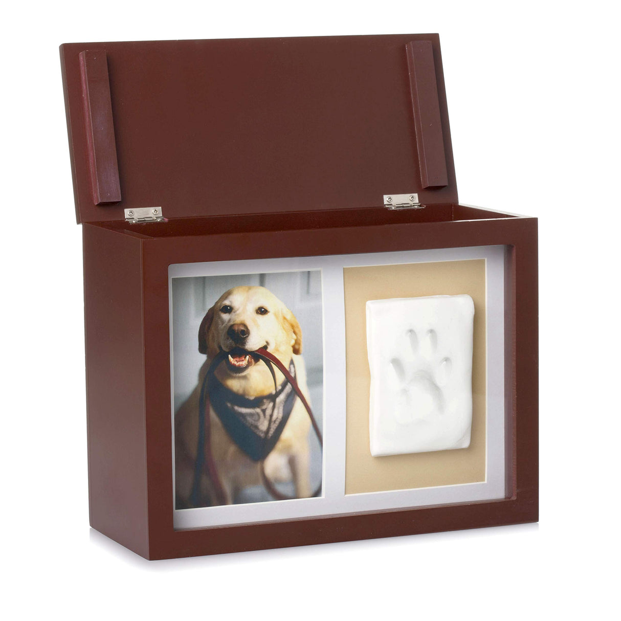 Pearhead Pet Photo Memory Box and Impression Kit for Dog or Cat Paw Print, Clay Paw Print Urn, Pet Memorial, Espresso Pearhead