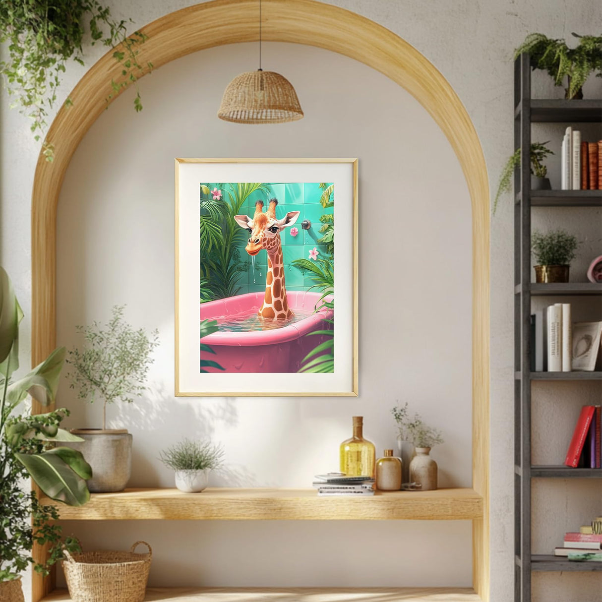 MEIYUDA Giraffe Paint by Numbers Kit, Giraffe in Bathtub Paint by Numbers for Adults Beginners, DIY Funny Animals Acrylic Oil Painting by Number on Canvas for Gift Home Wall Decor 12x16in MEIYUDA