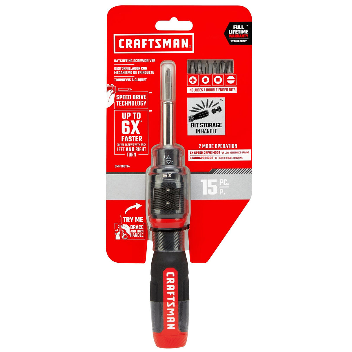 CRAFTSMAN 15pc 6x SpeedDrive Ratcheting Screwdriver (CMHT68134) CRAFTSMAN
