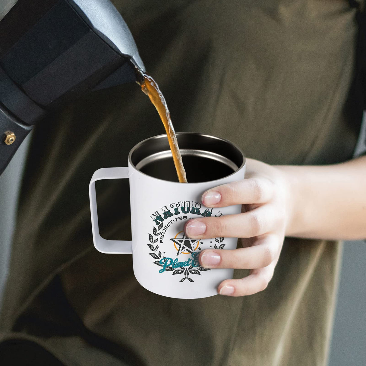 MAIKESUB 4 Pcs Sublimation Mugs Blank Stainless Steel Coffee Tumbler Double Wall Sublimation Blanks Coffee Mugs with Handle and Sliding Lid 12 oz Double Wall Vacuum Insulated for Travel Mug MAIKESUB