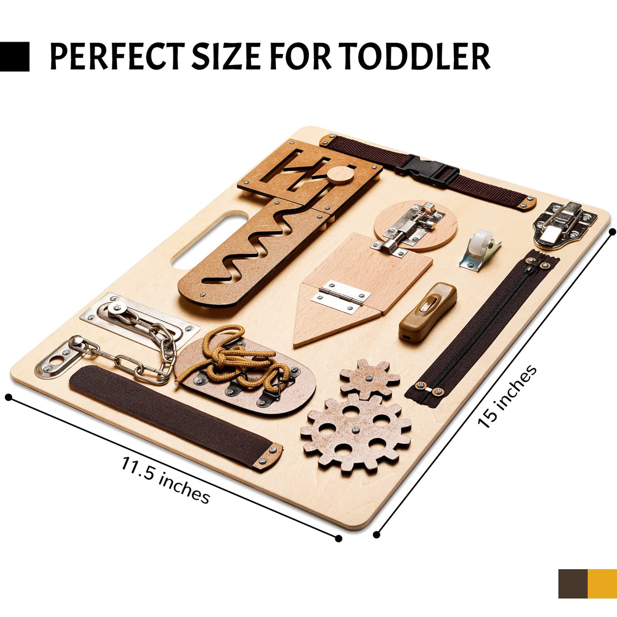 Montessori Busy Board for Toddlers, Wooden Sensory Toys, Preschool Learning Activities for Fine Motor Skills Travel Toy, Basic Life Skills Educational Gifts for 1, 2, 3 Years Old Kids Boys Girls ABERLLS