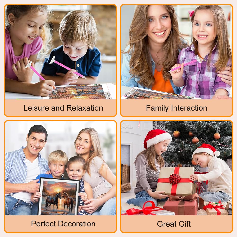 WSLWXSHM Diamond Painting Kits for Adults, Horse Round Full Drill Diamond Art Kits, 5D DIY Paint with Diamonds Crafts for Home Wall Decoration Gifts 12×12Inch, Animal WSLWXSHM