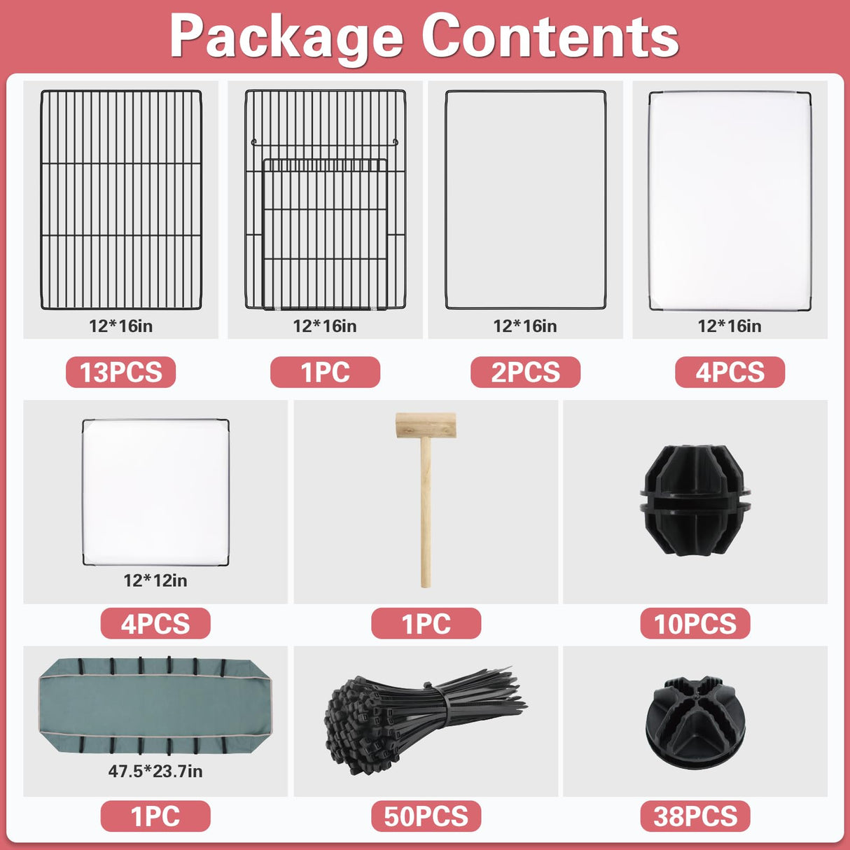 VISCOO 24 Panels Small Animal Playpen,Pet Playpen,C&C Cage for Guinea Pigs,Puppy Play Pen,Bunny Playpen,Indoor Outdoor Portable Metal Wire Yard Fence with Waterproof Mat VISCOO