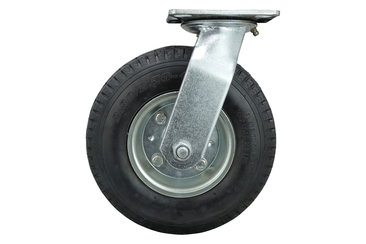 Shepherd Hardware 9794 8-Inch Pneumatic Caster Wheel, Swivel Plate, Steel Hub with Ball Bearings, 5/8-Inch Bore Centered Axle Shepherd