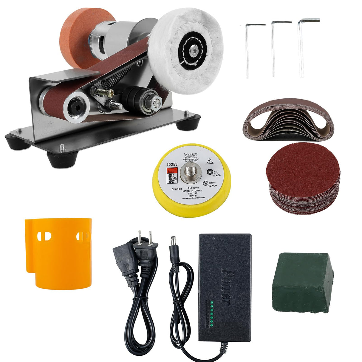 Mini Belt Sander Multifunctional Electric Belt Grinder 7 Adjustable Speed Low Noise 15° Cutter Sharpener Sander Tool Small Polishing Grinding Machine for Metal Jewelry Cutter US Fizocosisto