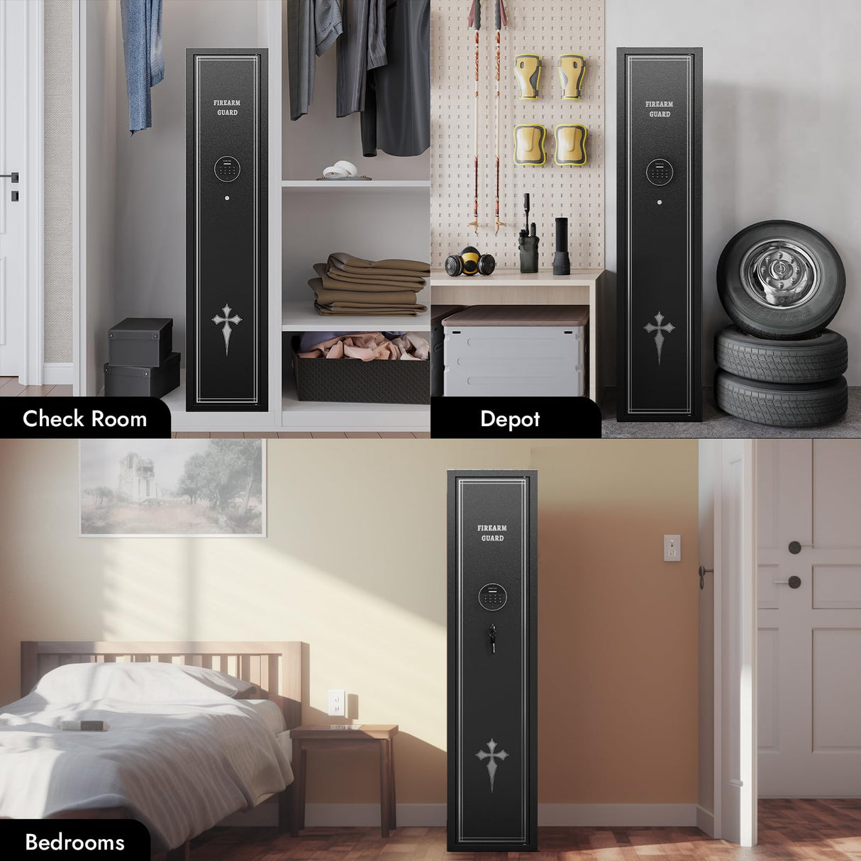 2-3 Gun Safe,Rifle Safe, Gun Safe for Rifles and Pistols, Quick Access Long Gun Safes for Rifles, Electronic Locking Gun Cabinet with Pistols Pockets ,Adjustable Gun Rack for Home, Office,Warehouse SAPITAL