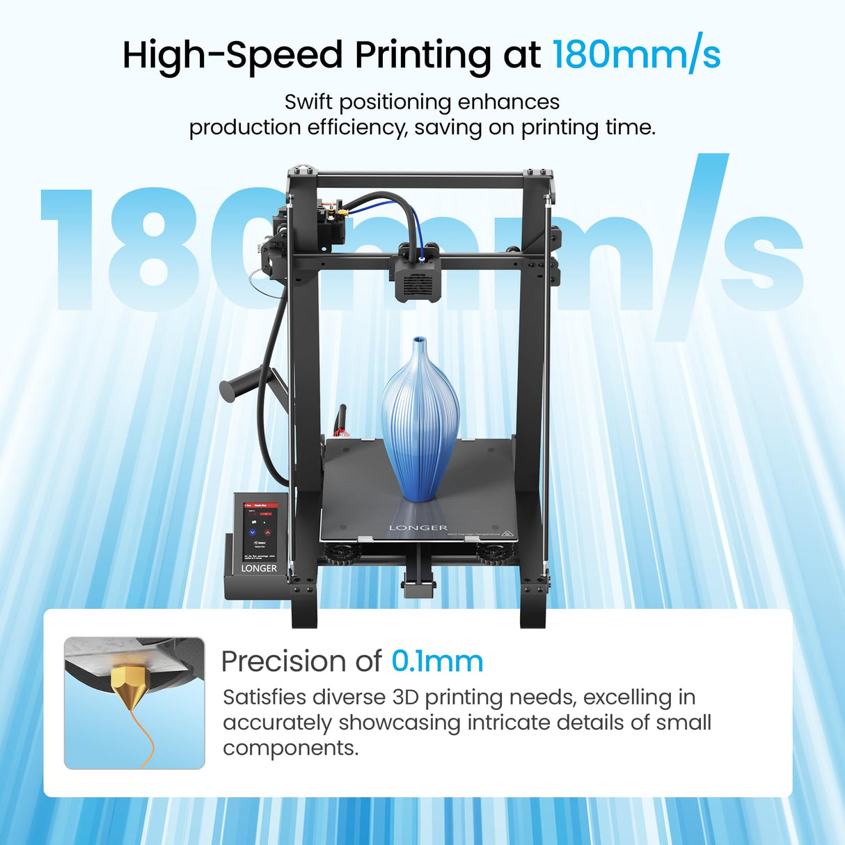 Longer LK5 Pro 3 3D Printer 11.8x11.8x15.7in Large Printing Size FDM 3D Printer Fully Open Source Motherboard Upgrade TMC 2209 with Resume Printing 3D Printers 95% Pre-Assembled Ideal for Beginners Longer