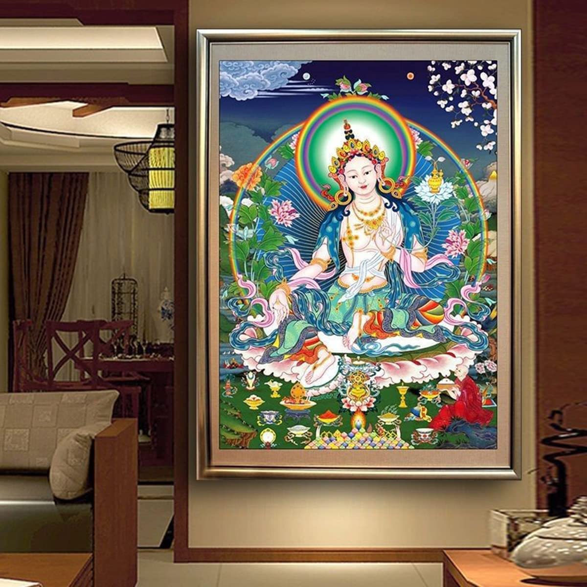 Instarry DIY 5D Diamond Painting Kits Full Drill Buddha Statue Mosaic Embroidery Wall Decor for Bedroom Living Room Arts and Crafts 31.5x23.6 inch Instarry