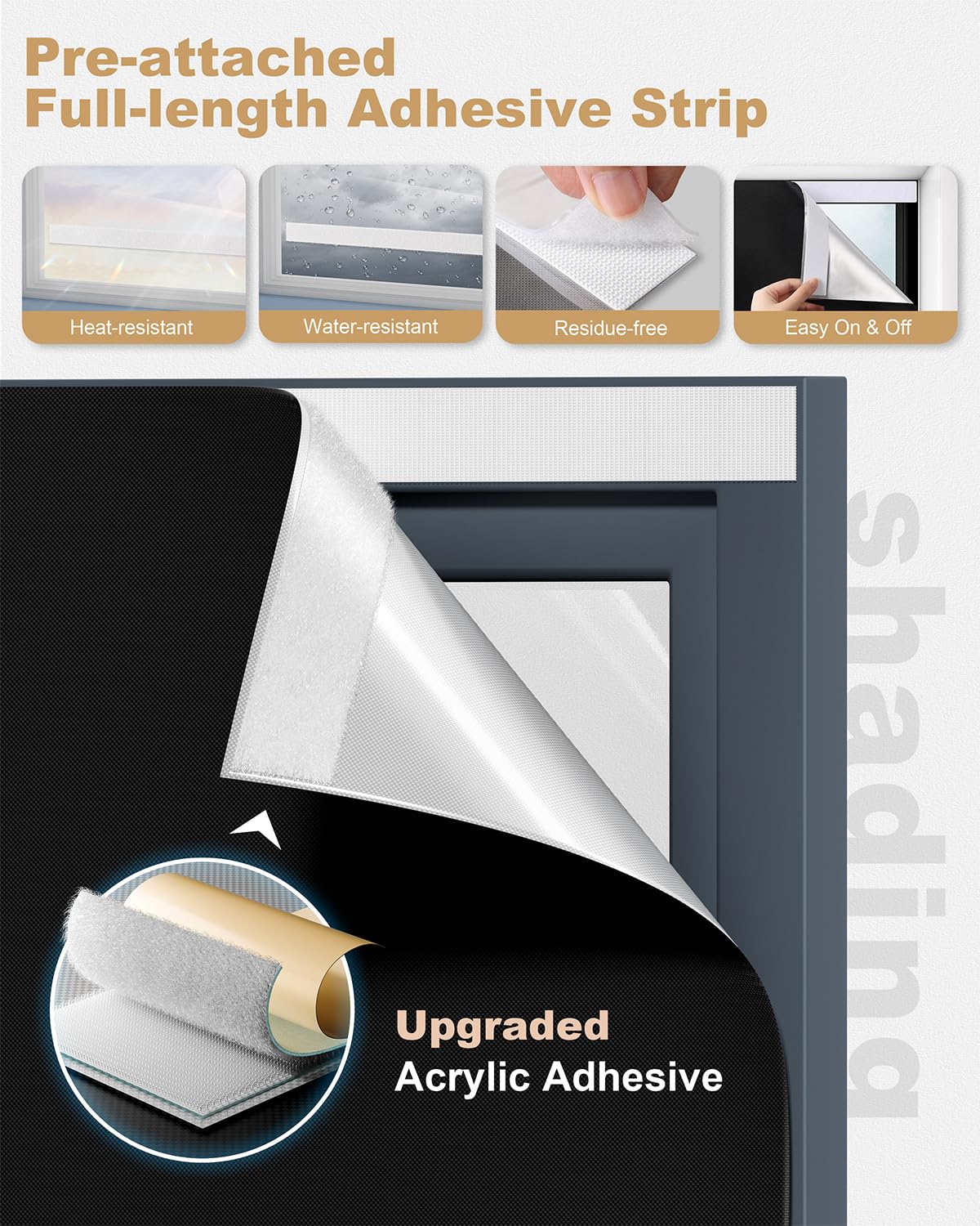 TRYAST 100% Blackout Roller Shades, Cordless No Tools No Drill Blinds for Indoor Windows, Thermal Insulation UV Protection, Easy Install Blackout Curtains with Rod & Buckles(22" W*36" H) TRYAST