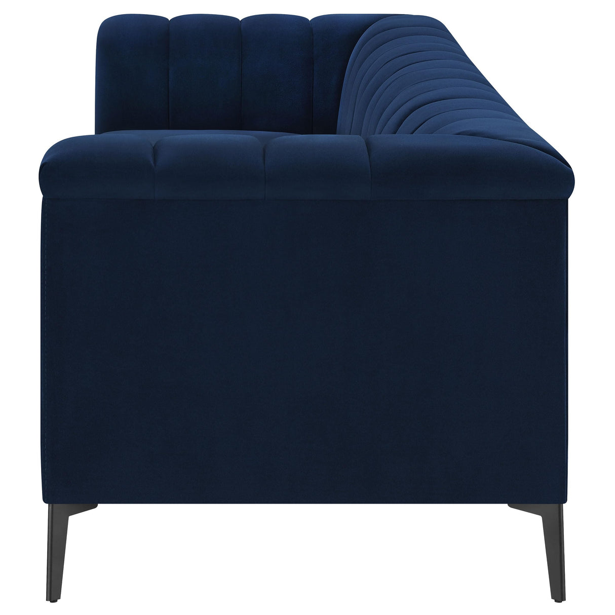 Coaster Home Furnishings - Chalet - Matte Velvet Fabric Upholstered Stationary Tufted Sofa with Tuxedo Arm and Pocket Coil Springs - Contemporary - Living Room - Blue - 509211 Coaster Fine Furniture
