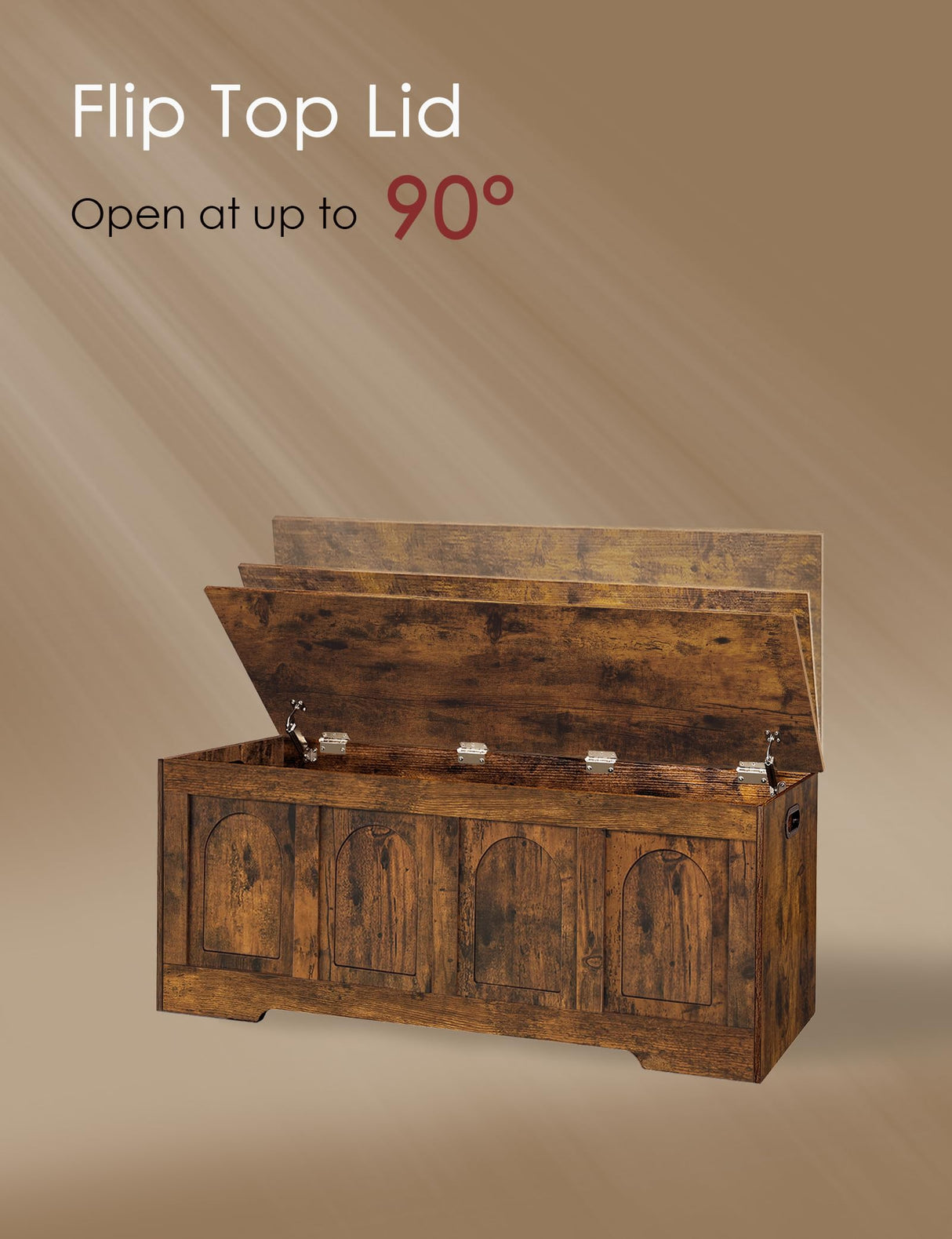 DINZI LVJ Storage Chest, 47.2”Wooden Storage Box with 2 Safety Hinges, Entryway Shoe Bench with Flip-Top, Large Trunk for Living Room, Bedroom, Easy Assembly, Rustic Brown DINZI LVJ