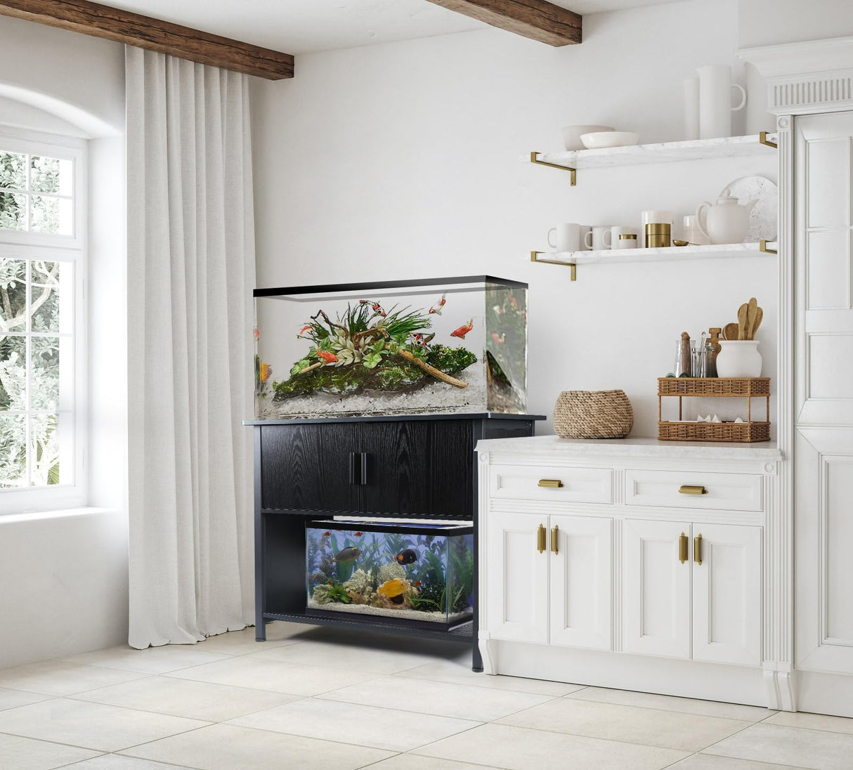 SMONTER Aquarium Stand 40 Gallon Metal Fish Tank Stand Cabinet with Storage Shelf, W36.6*D18.9*H31.5 (Stand Only) SMONTER