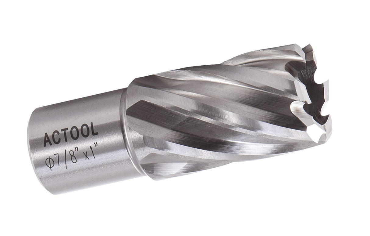 ACTOOL 7/8" Diameter × 1" Depth of Cut HSS ANNULAR Cutter with 3/4'' Weldon Shank ACTOOL