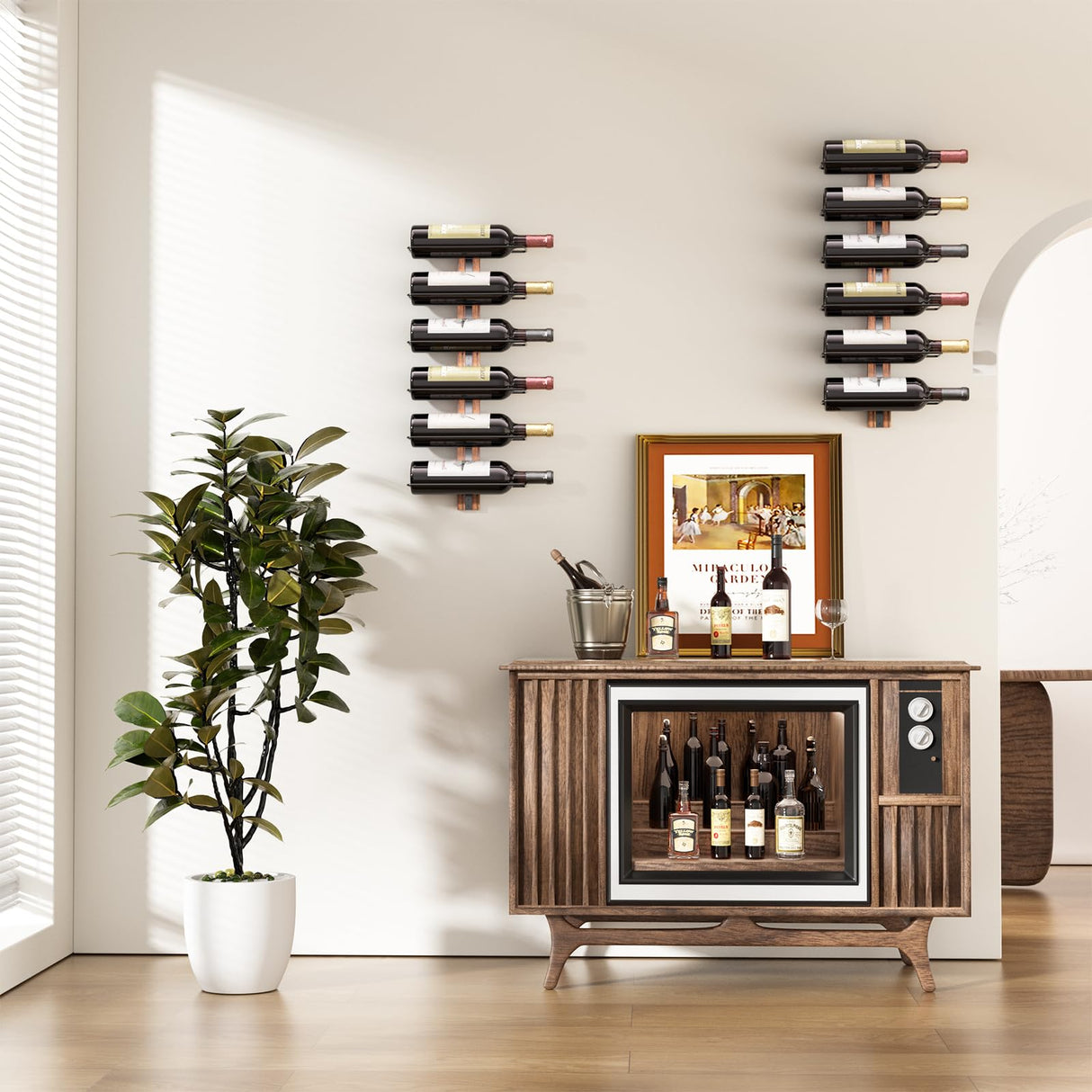 B4Life Wine Rack Wall Mounted for 12 Wine Bottles Wall Wine Rack Wood Wine Racks for Wall, Wine Holder Wall Mounted Wine Bottle Racks for Kitchen, Dining Room, Bar B4Life