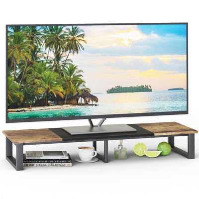 aboxoo 47" Large TV Riser for 32-60 inch TV, TV Riser Stand Shelf with Steel Legs,Tabletop TV Stand Riser for Home Office,Computer Monitor Stand Desktop Storage Stand (Rustic Brown & Black)