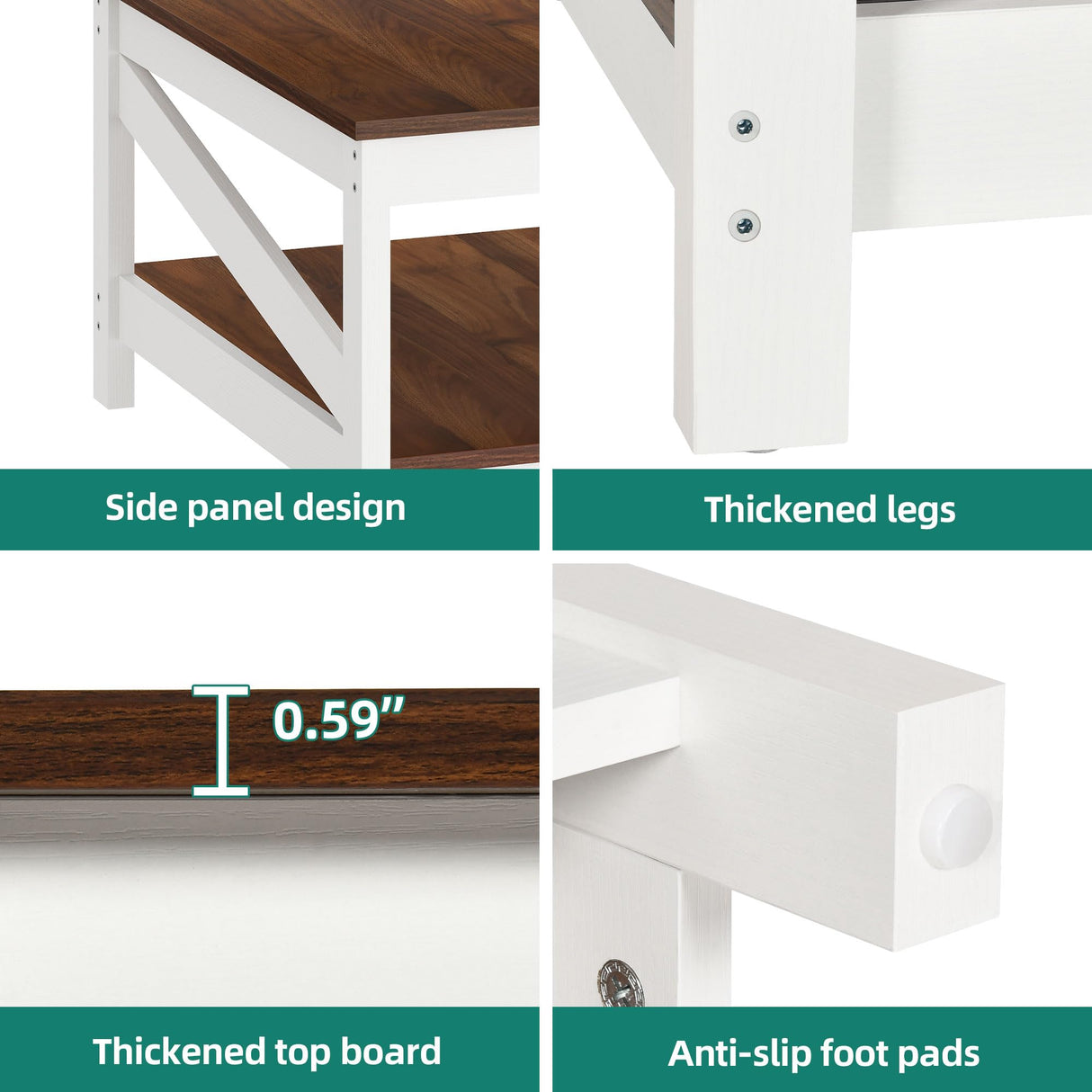 YITAHOME Farmhouse Coffee Table,Square Coffee Tables for Living Room,White Coffee Table with Storage,Wood Coffee Table with Sturdy Shelves,White YITAHOME