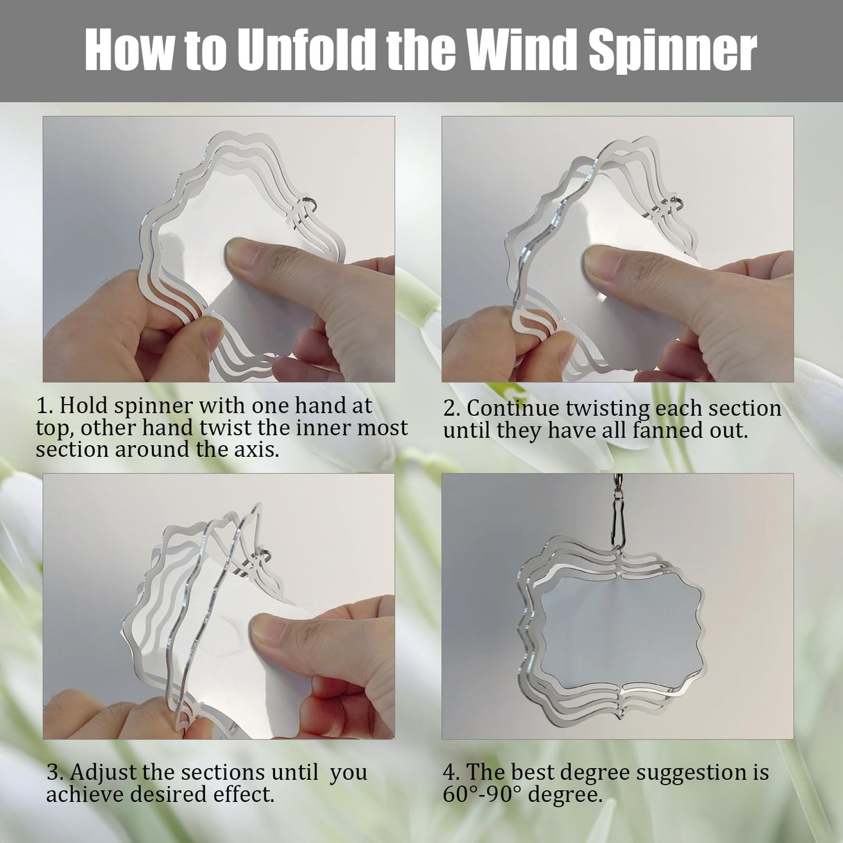 WindMage 12 Pack 4inch Sublimation Wind Spinner Blanks 3D Aluminum Metal Wind Sculpture Kinetic Spinners for Yard Garden Indoor Art Sublimation Christmas Ornament Hanging Decoration (Photo Frame) WindMage