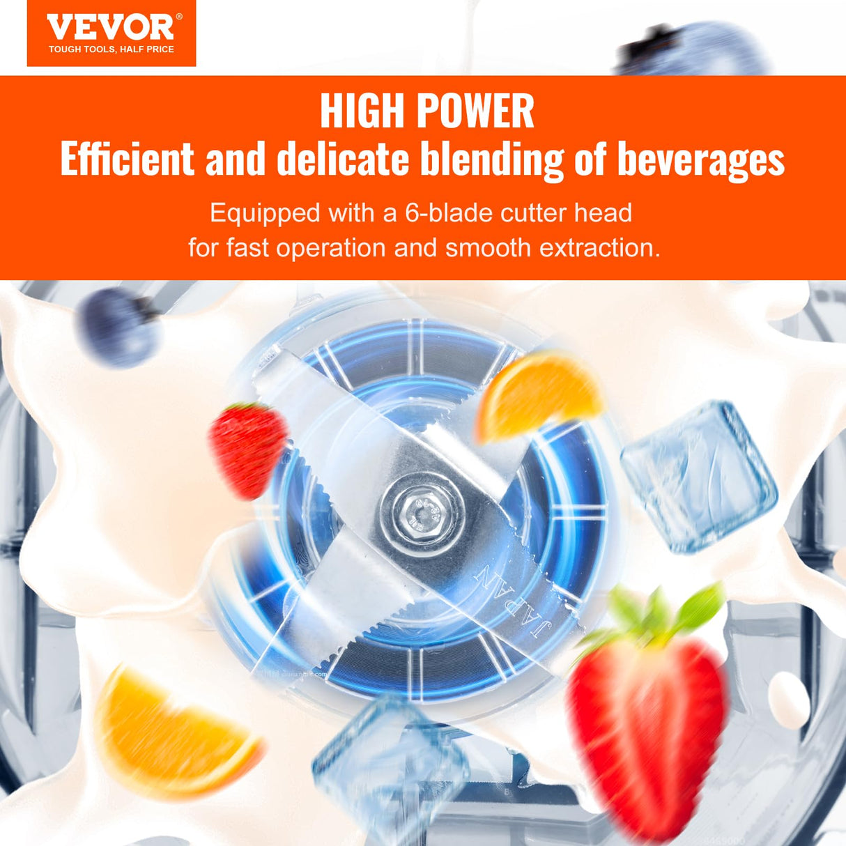 VEVOR Professional Blender with Shield, Commercial Countertop Blenders, 68 oz Jar Blender Combo, Stainless Steel 9 Speed & 5 Functions Blender, for Shakes, Smoothies, Peree, and Crush Ice, White VEVOR