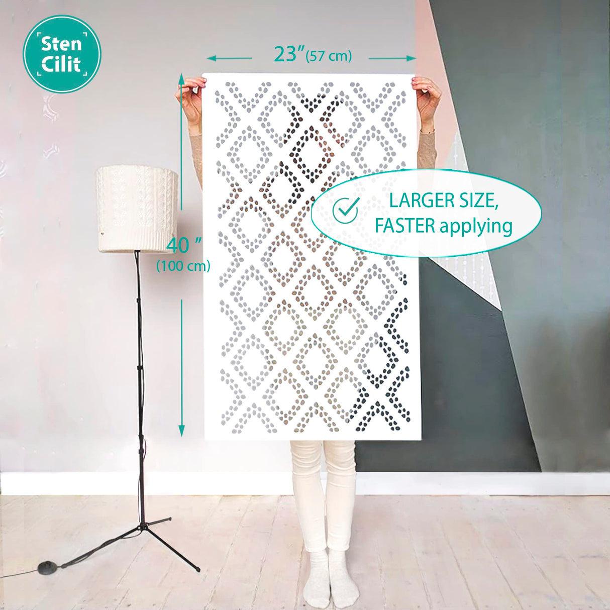 STENCILIT® Diamonds Wall Stencil for Painting - Large 24 x 39 in, Geometric Wall Stencils for Painting Large Pattern, Scandinavian Wall Stencil STENCILIT