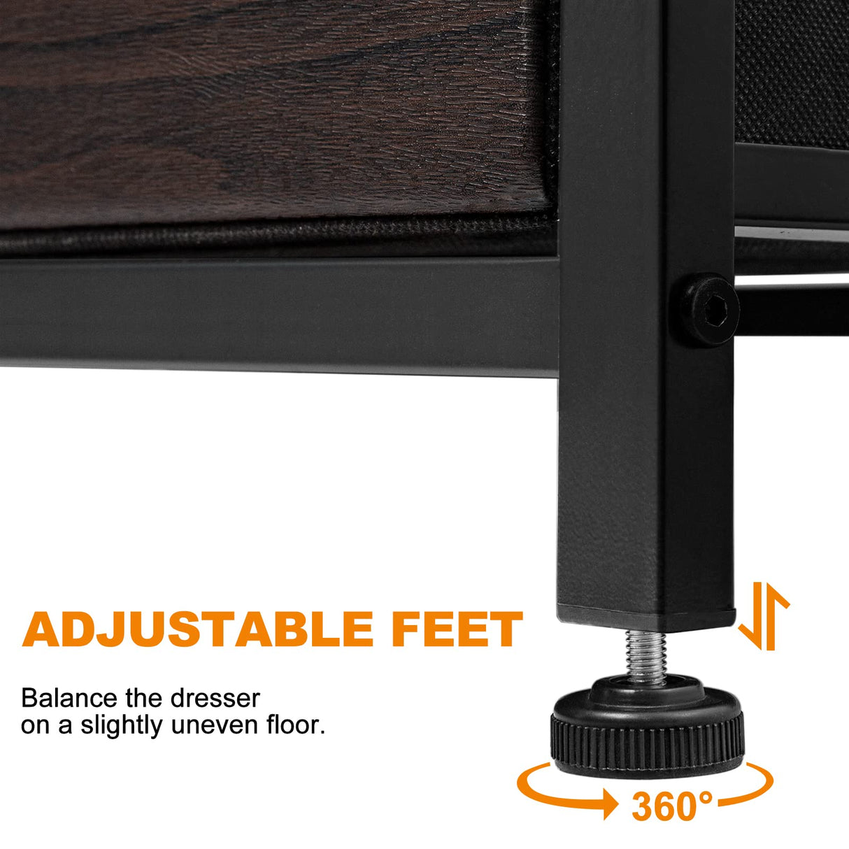 REAHOME 10 Drawer Dresser for Bedroom Faux Leather Chest of Drawers Fabric Dresser with Wooden Top Storage Organizer Unit for Living Room Hallway Entryway Closets (Rustic Brown) REAHOME