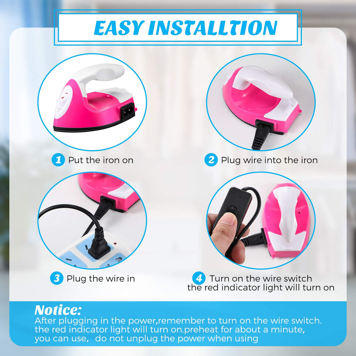 Honoson 2 Pieces Mini Craft Iron Mini Heat Press Iron with Charging Base Accessories for Beads Patch Clothes T Shirts Shoes Clothes and Hats Honoson