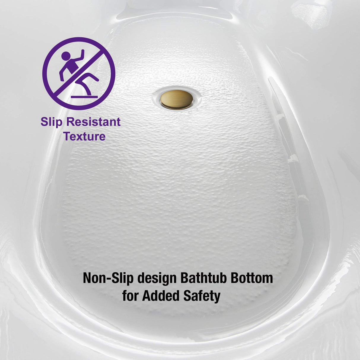 WOODBRIDGE 59" Acrylic Freestanding Bathtub Contemporary Soaking White Tub with Brushed Gold Overflow and Drain,BTA1516-BG-Drain-&O WOODBRIDGE