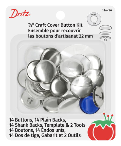 Dritz 114-36 Craft Cover Button Kit with Tools, Size 36 - 7/8-Inch, 14-Sets
