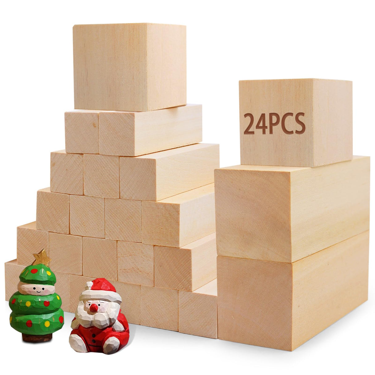 Basswood Carving Blocks for Crafts,Cymuber 24 PCS Whittling Wooden Blockss Kit with 3 Sizes,Wood Carving Blocks Wood Whittling Kit Wood Carving Set Wood Carving Wood Crafts for Kids and Adults Cymuber