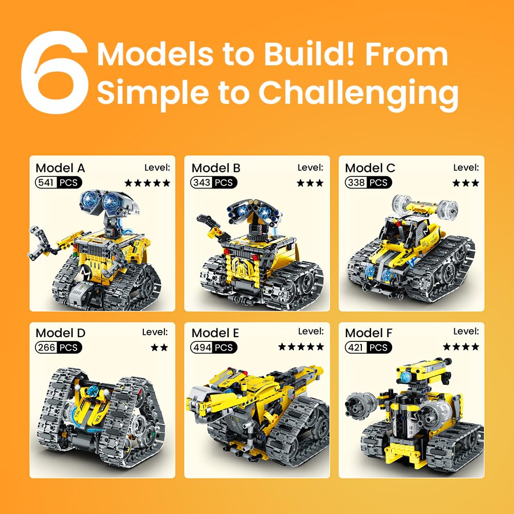 Sillbird Robot Building Kit with Remote Control Gifts for Kids Boys Ages 8-13, Coding STEM Robotic Technic Racer Car Toys for Birthday, Build 6in1 Model with 631 Pieces Sillbird