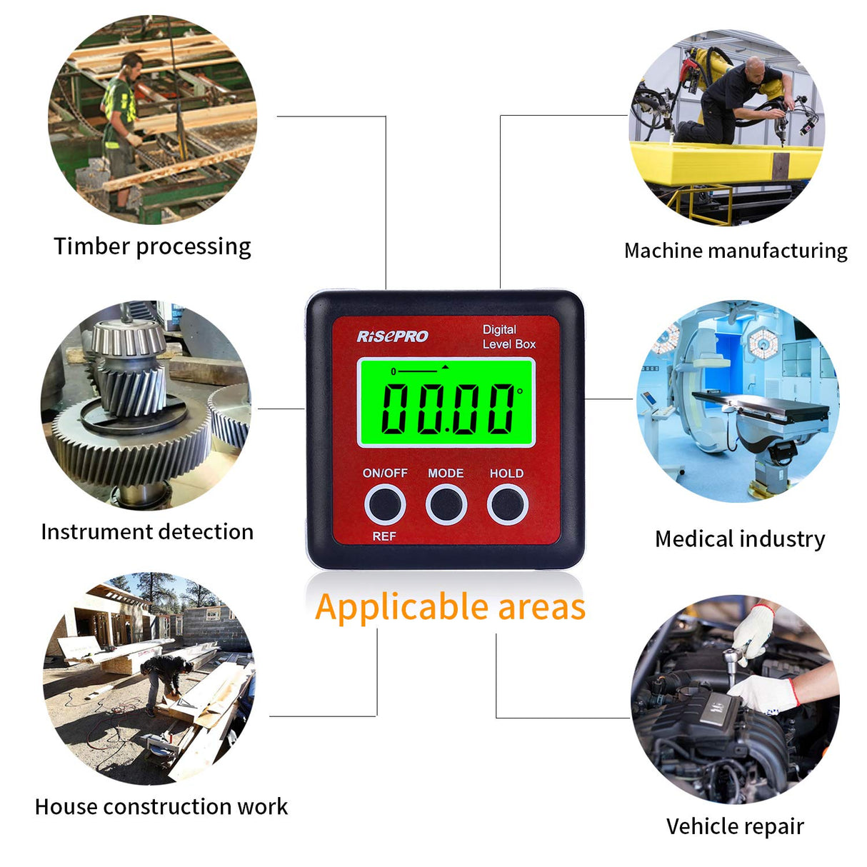 RISEPRO Digital Level Box Angle Gauge Protractor Inclinometer Bevel Box with Magnet Base & Large LCD Backlight, Calculating for Carpentry, Building, Masonry, Automobile RISEPRO