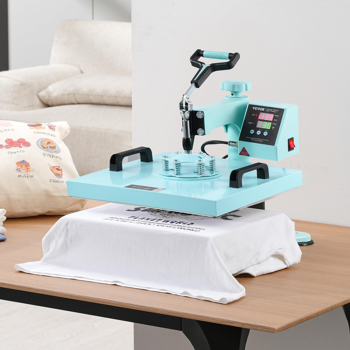 VEVOR Heat Press Machine 15x15 inch, Heat Press Machine for T-Shirts, 5 in 1 Heat Press with 30 OZ Tumbler Press, Combo Tumbler Heat Press Machine Sublimation for Hat Cap Mug Plate, Green VEVOR