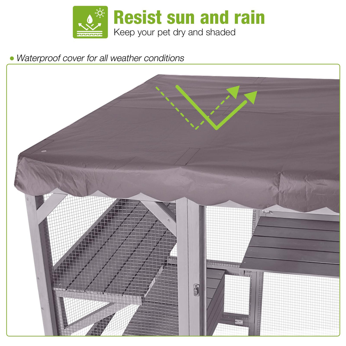 GUTINNEEN Catio Outdoor Cat Enclosure Large Walk in Window Cat House for Mulitiple Cats with 7 Platforms and 2 Resting Box,Tarp Roof,71 inch GUTINNEEN