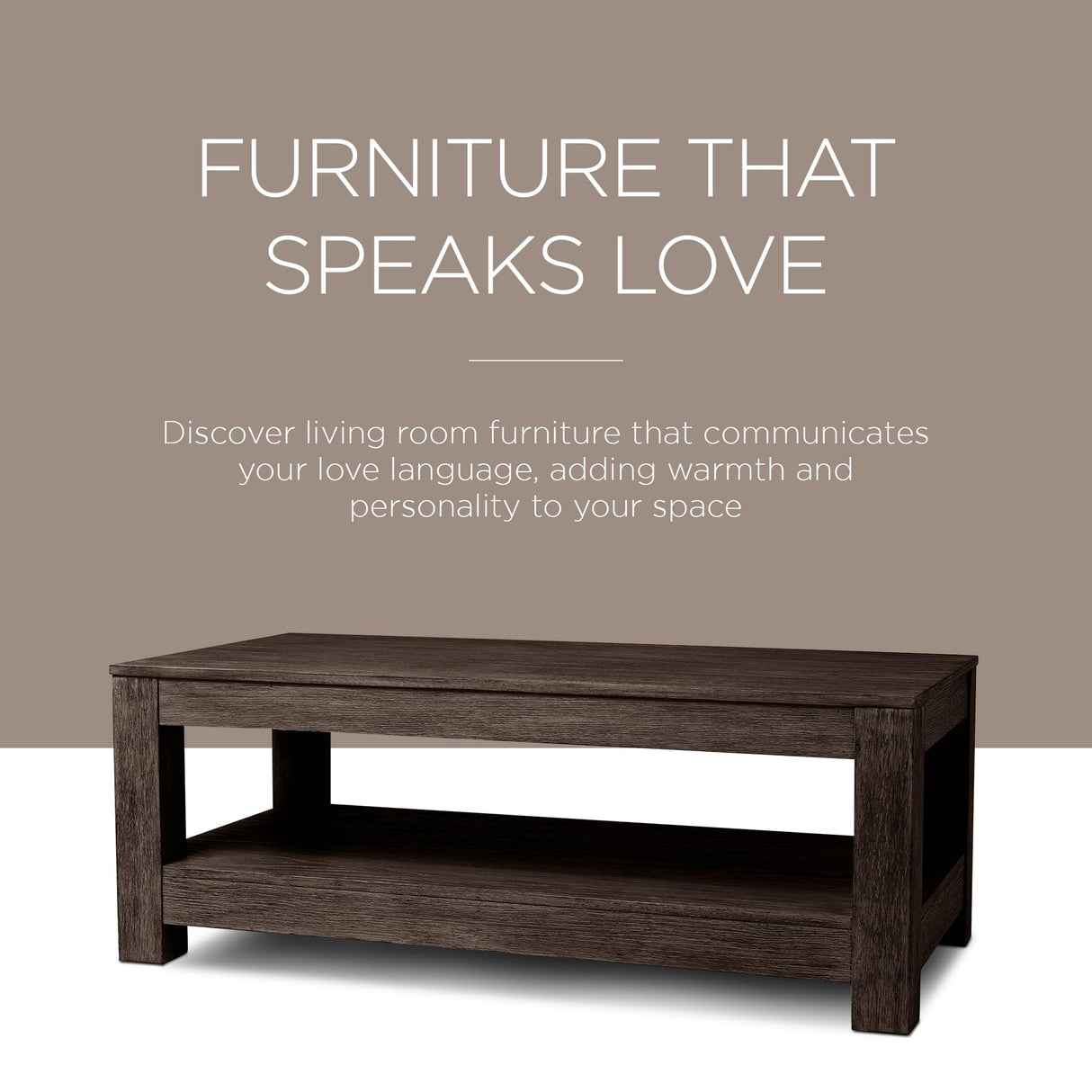 Maven Lane Paulo Large 2 Tier Rustic Rectangle Wooden Center Coffee Table with Shelf Storage for Living Room in Weathered Brown Finish Maven Lane