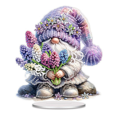 ARTopet DIY Diamond Desktop Ornament Special Shaped Crystal Lavender Gnome Acrylic Diamond Art Painting Tabletop Ornaments Single Sided Diamond Home Decor