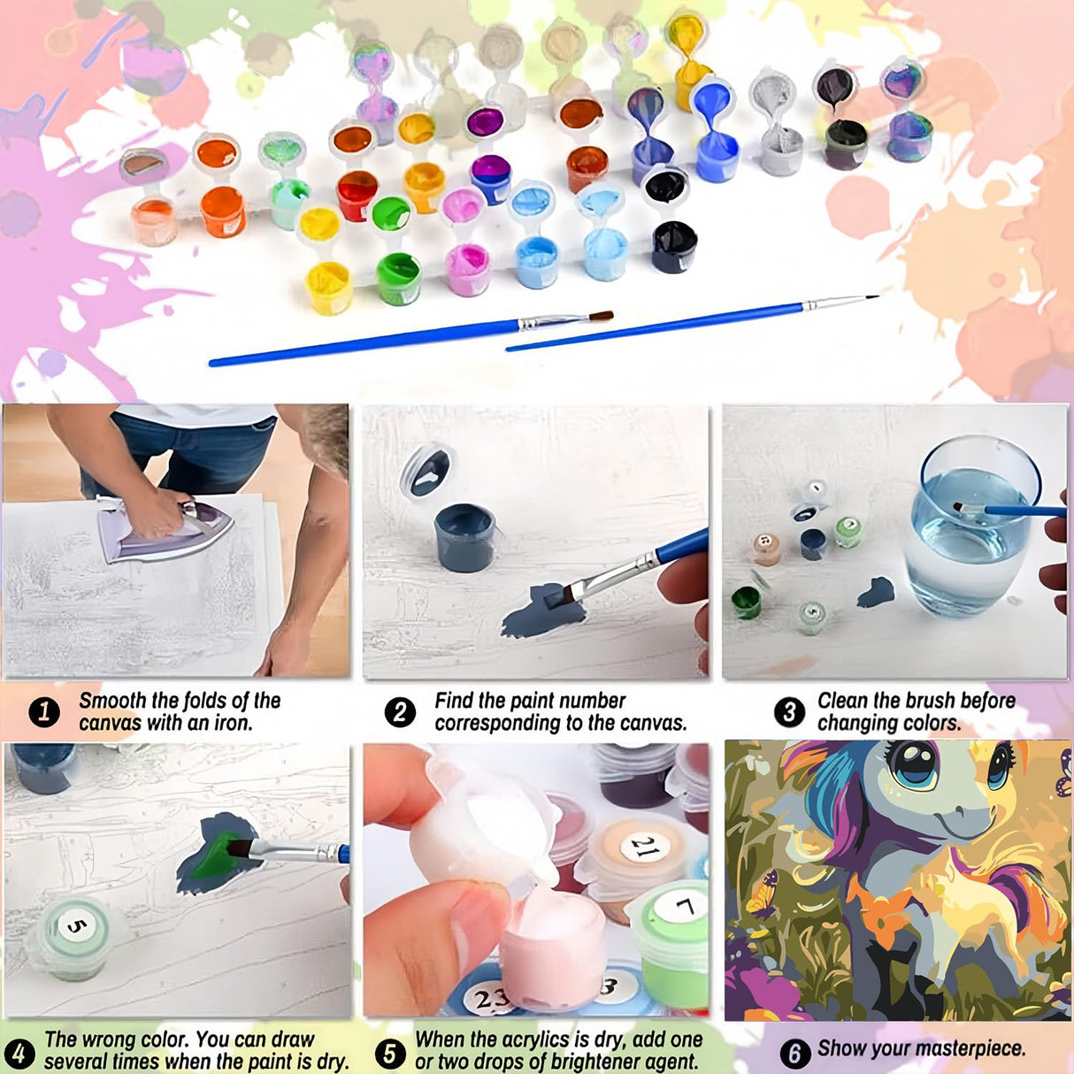 Arttoplus Anime Paint by Numbers Kit for Kids with Frame- Animals Framed Painting by Numbers, DIY Paint by Number for Kids as a Home Wall Decoration Gift 8x12 Inch Arttoplus