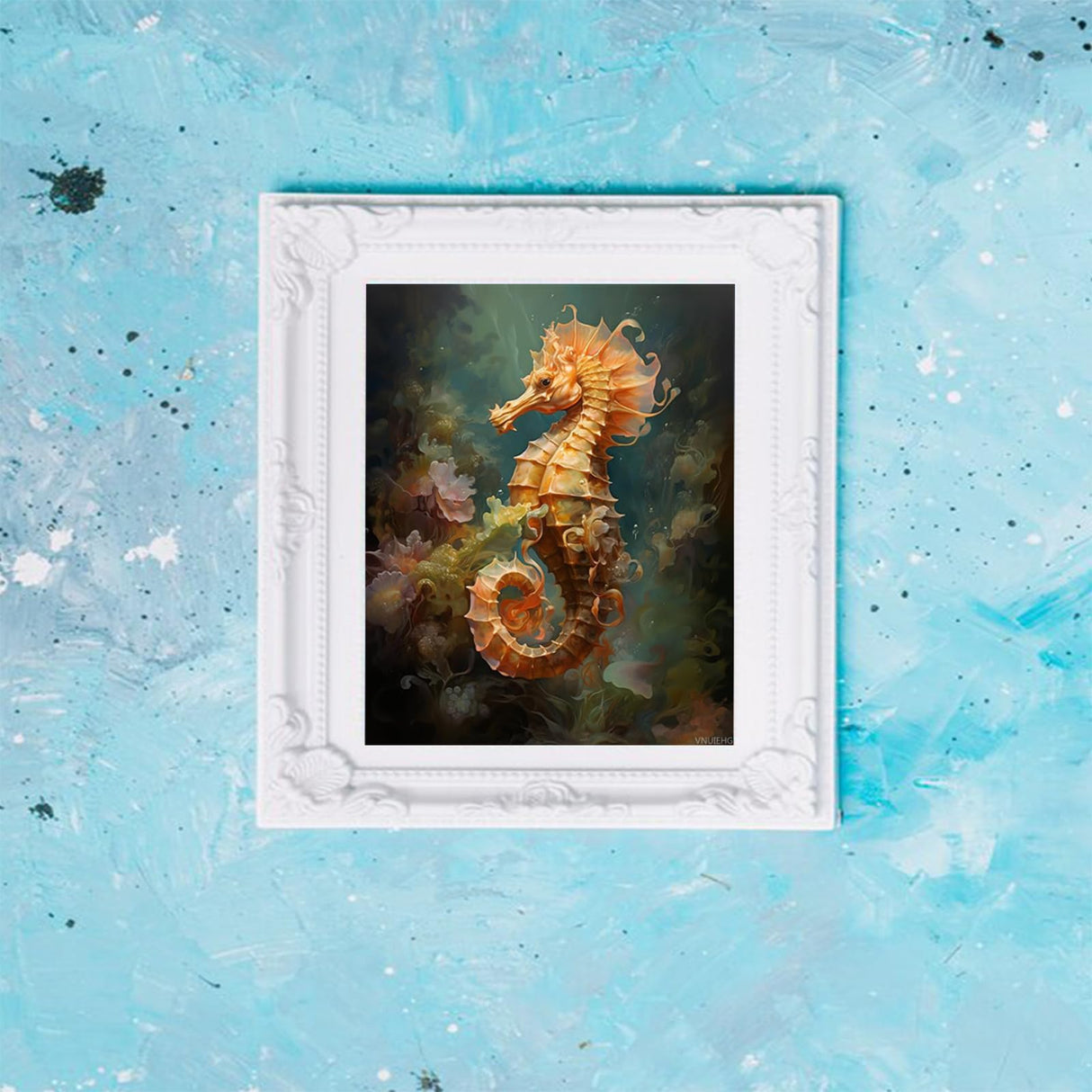 VNUIEHG Paint by Numbers for Adults, A Seahorse in The Depths of The Ocean, Paint by Numbers Kits on Canvas, Acrylic Oil Painting Number Kits for Gift Decor, 40x50cm VNUIEHG
