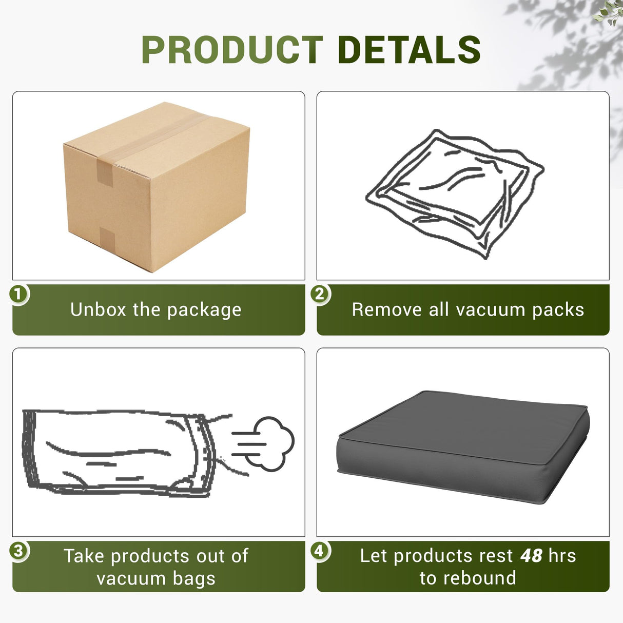 Amopatio Patio Furniture Cushions, Replacement Outdoor Cushions for 4-Seat Patio Furniture, Waterproof Cushions for Outdoor Sectional Sofa Couch(Dark Grey) Amopatio