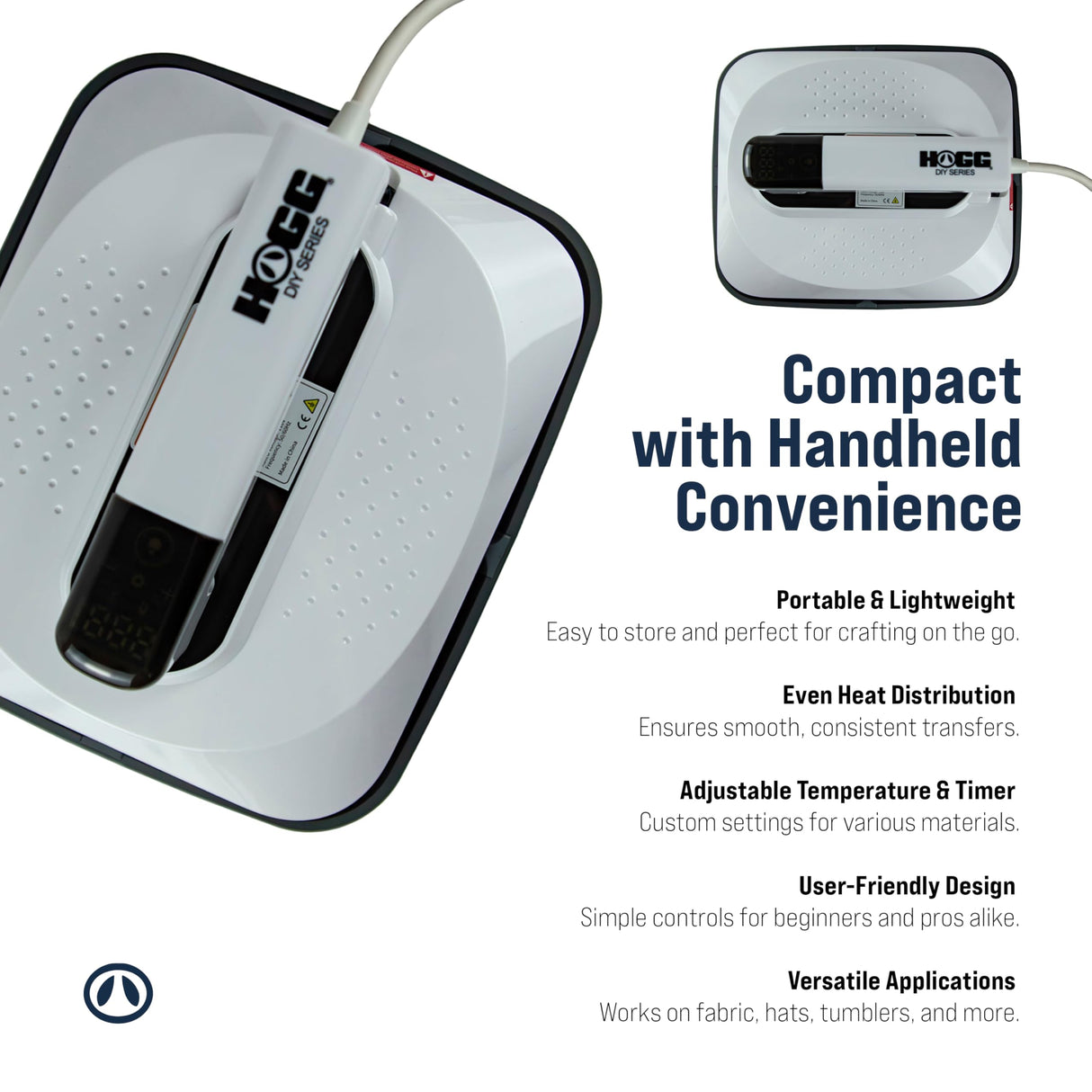 Hogg Heat Press Machine for T Shirts - DIY Series, Hand Held (10" x 12"), Craft Heat Press for Shirts, Hats, Tote Bags, Machine for HTV, DTF, DTG, Temperature Range 0 to 392 F Hogg