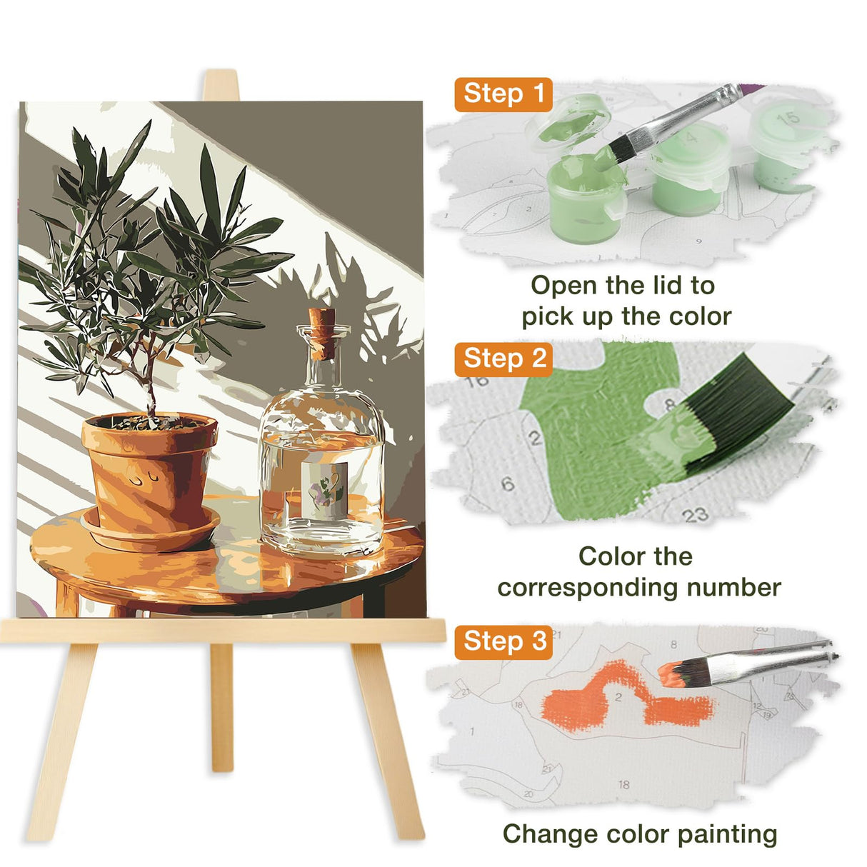 Lxmsja Plant Pot Paint by Numbers Kit for Adults, Sunlight Acrylic Paint by Numbers for Adults Beginner, DIY Craft Supplies Oil Painting Kits for Home Wall Decor 16x20 inch (No Frame) Lxmsja