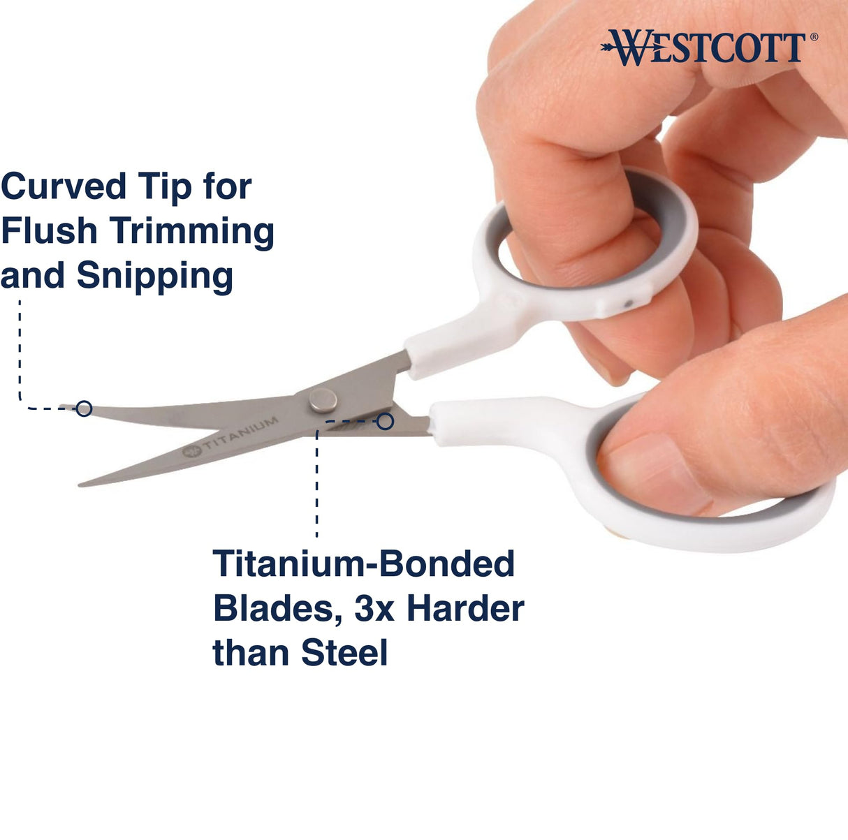 Westcott 4" Embroidery Scissors with Titanium-Bonded Blades for Crafting, Sewing & More (White/Gray) Westcott