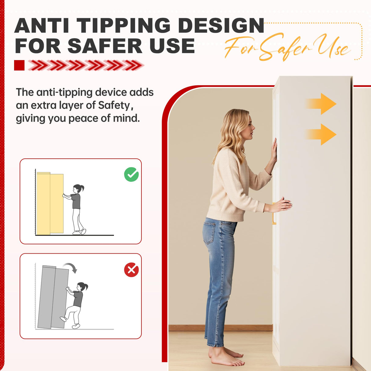 Superday Metal Wardrobe Closet, 72" H Bedroom Armoires with Wooden Handle, Storage Cabinet with Adjustable Shelves and Hanging Rods, Steel Storage Locker Closet for Home, Office, Employee, Gym (White) Superday