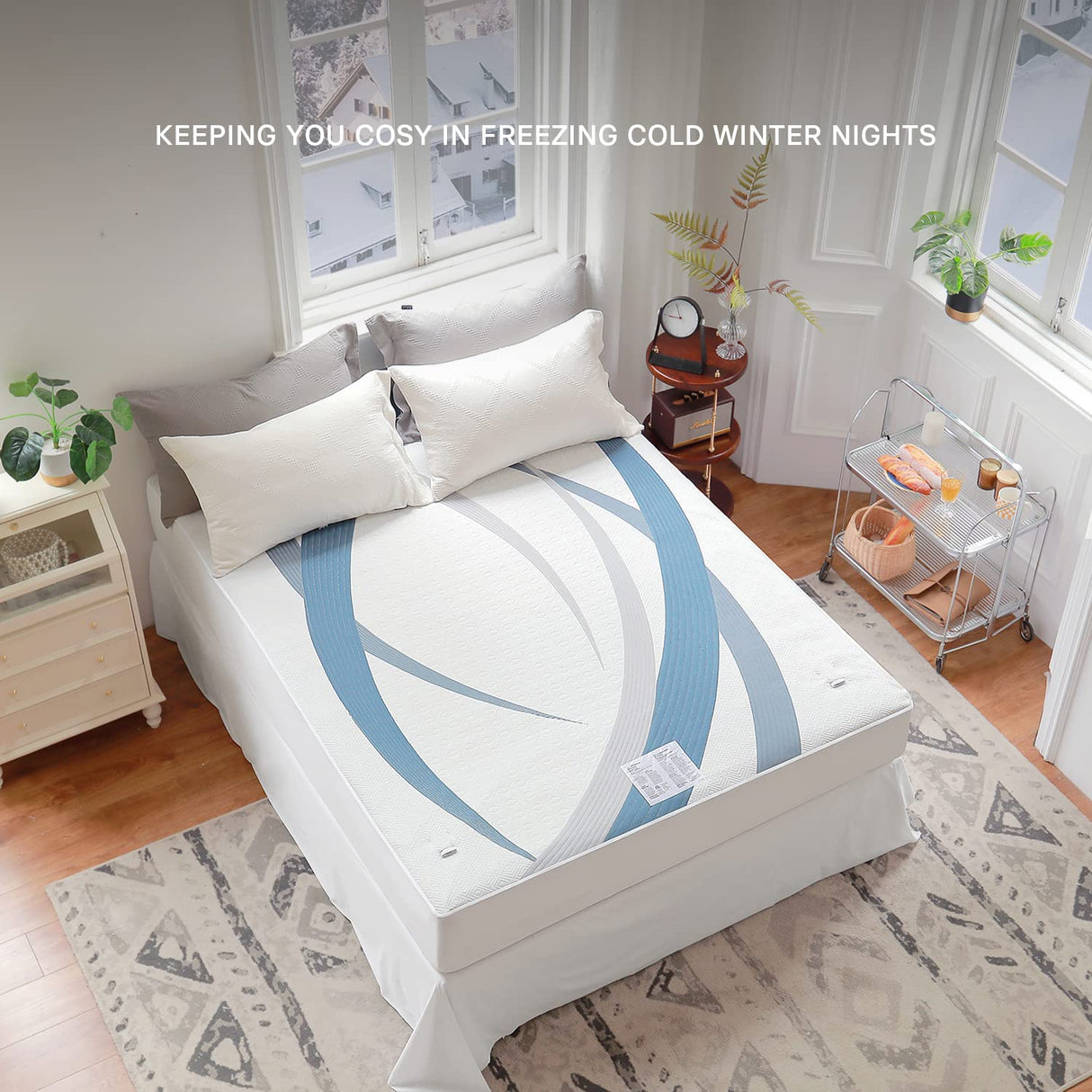 Gotcozy Heated Mattress Pad King Size Dual Control - Electric Mattress Pad Fit up to 15‘’ with 6 Heat Setting & 10 Hour Auto Off ETL Certified Machine Washable(Blue) GOTCOZY