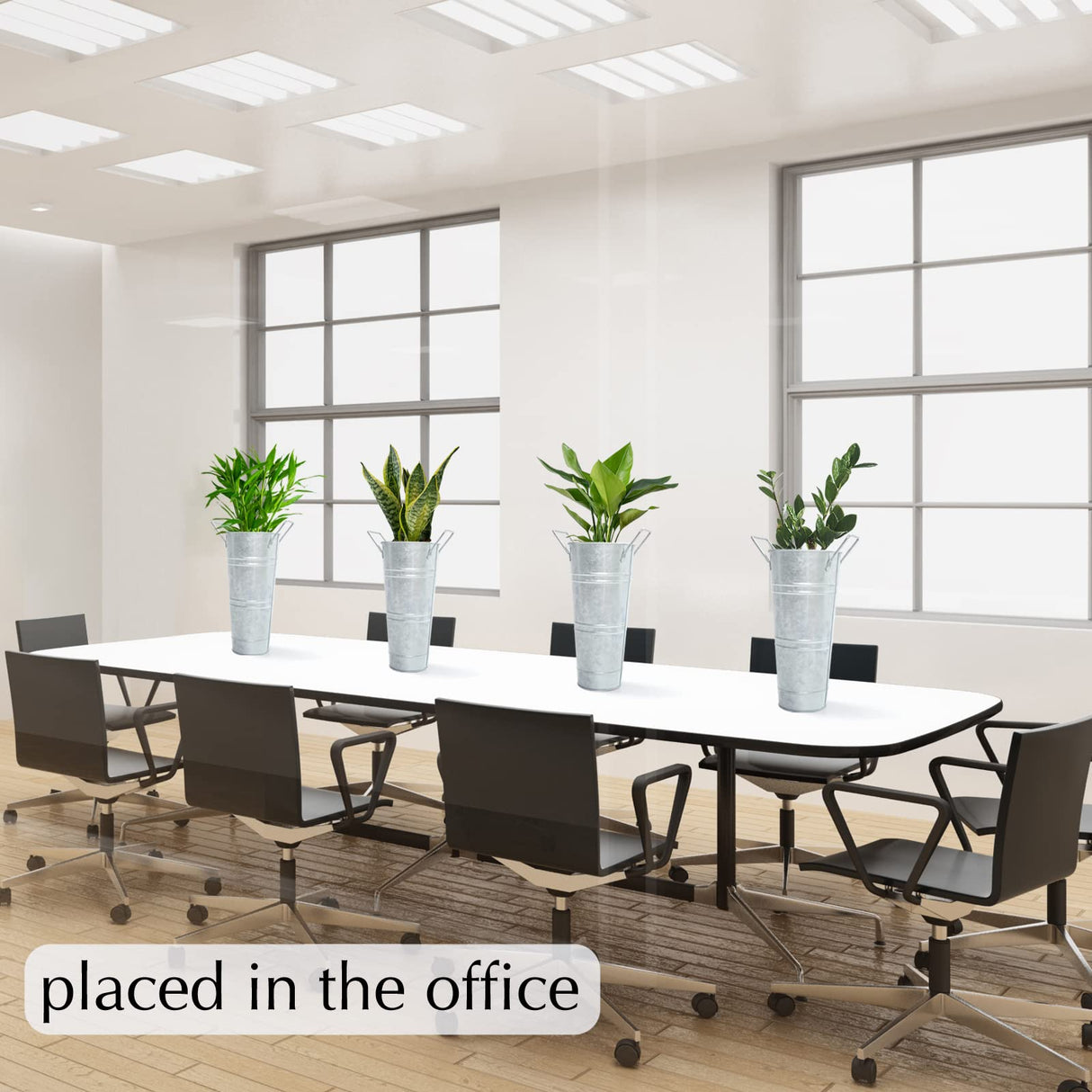 Notakia Galvanized Metal Vases Farmhouse French Flower Bucket Vases for Cut Flowers for Home Decor and Wedding Table Centerpiece Decorations (9.05in Silver 4Pcs) Notakia