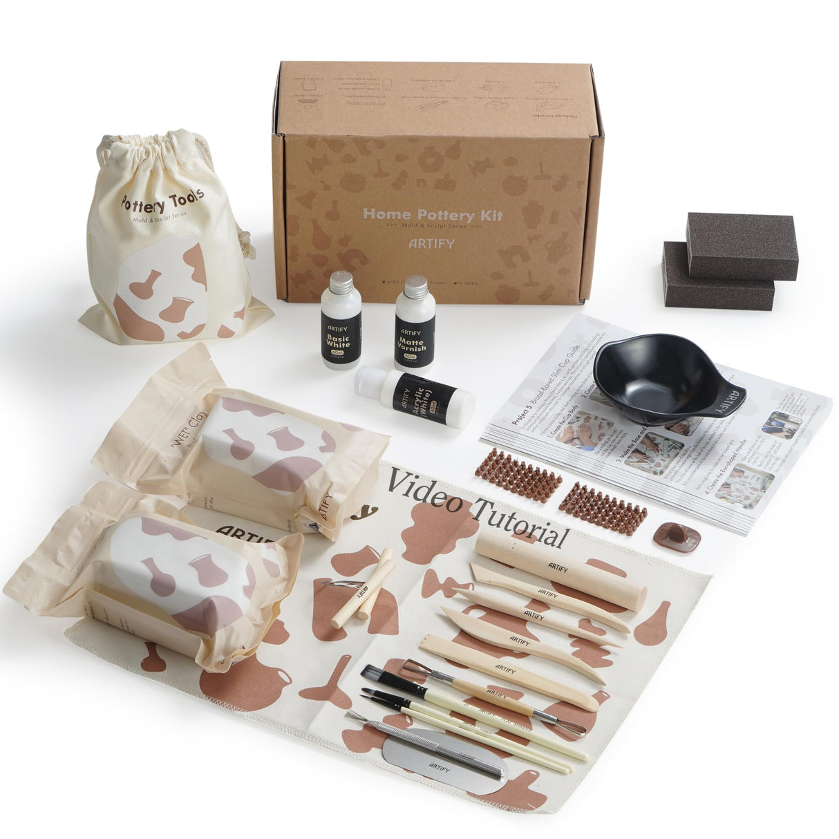 ARTIFY Air Dry Clay Kit for Adults, DIY Pottery Craft Airdry Tool Kit at Home, Art Hobby Clay Sculpting Modeling Making, Date Night Couples Family Beginners Birthday Gifts ARTIFY art supplies