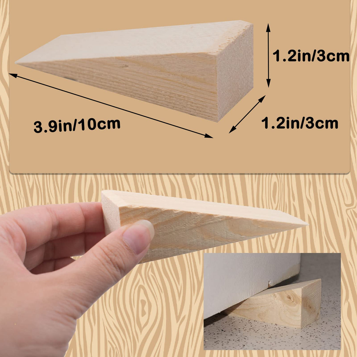 Wooden Door Stopper Non-Slip Door Stops Wooden Wedges Wood Door Stop Door Wedge for Bottom of Door Stopper Wedge Triangle Wood Block for Home Bedroom Office Living Room 3.9 * 1.2 * 1.2in (8pcs) Cuyacili