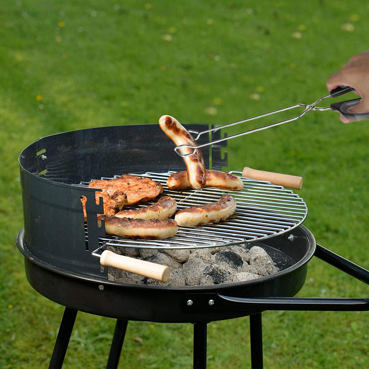 HINMAY Stainless Steel Scissor Tongs Cooking Tongs Set, Set of 3 (Black Handle, 10" 12" 16") HINMAY