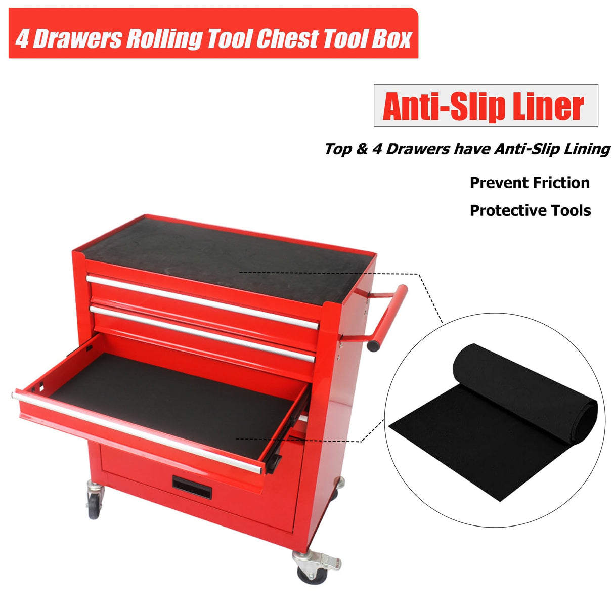 nifoti 4 Drawers Tool Cart on Wheels,Rolling Tool Box Tool Storage, Drawers Rolling Tool Box Organizer Tool Case for Garage, Warehouse, Workshop, nifoti