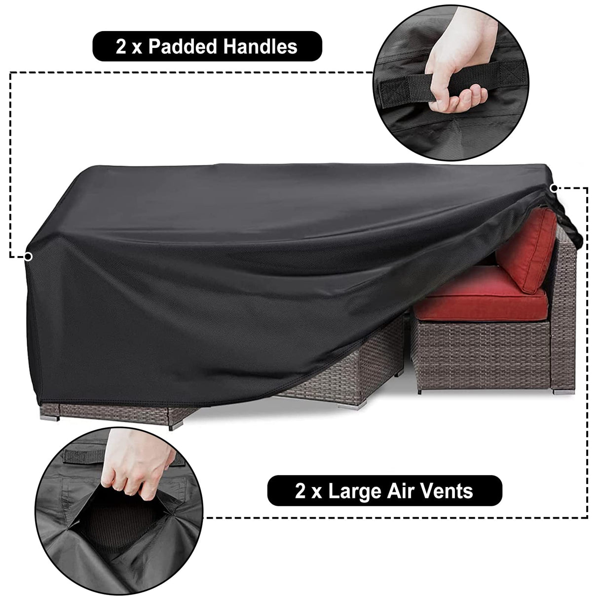 Patio Furniture Covers Waterproof, Outdoor Furniture Covers Rip-proof for Patio Furniture Set Table and Chairs, Windproof UV and Fade Resistant Outdoor Sectional Cover 74"L X 47"W X 28"H Lipneaed