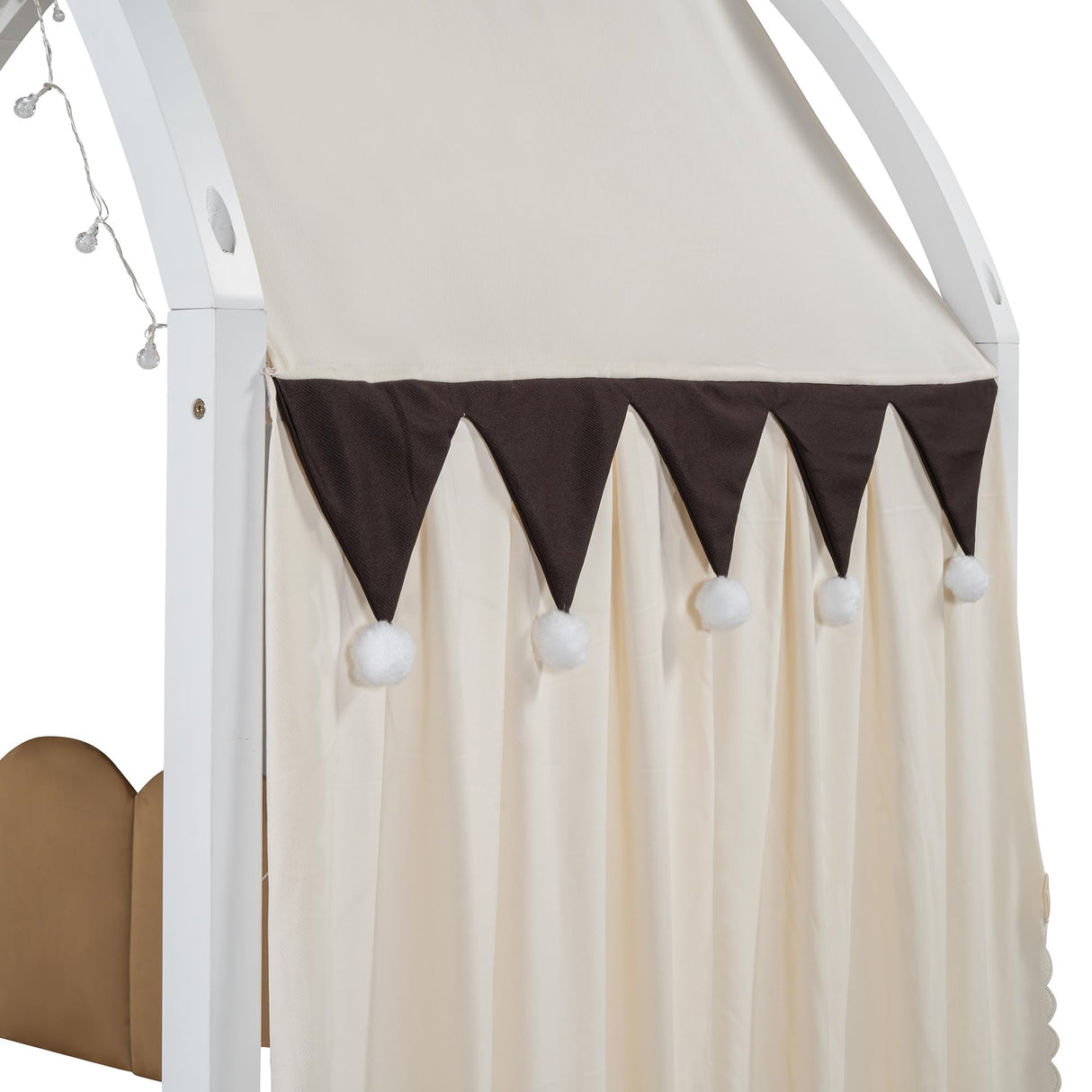 Polibi Twin Size Extended Arched Canopy Bed with Trundle, Light Strip, and Whiteboard in White Polibi