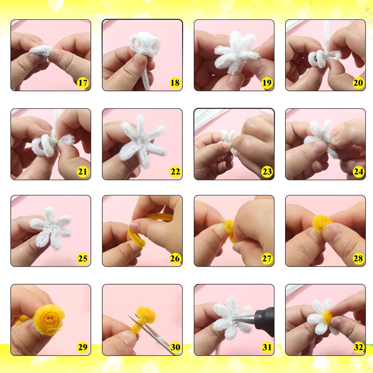 TOAOB 200pcs Pipe Cleaners Craft Supplies DIY Daisy Bouquets Making Kit Mixed Colors Chenille Stems Artificial Flowers Craft Kit for DIY Art and Crafts Party Wedding Home Decorations TOAOB THE ONE AND ONLY BABY